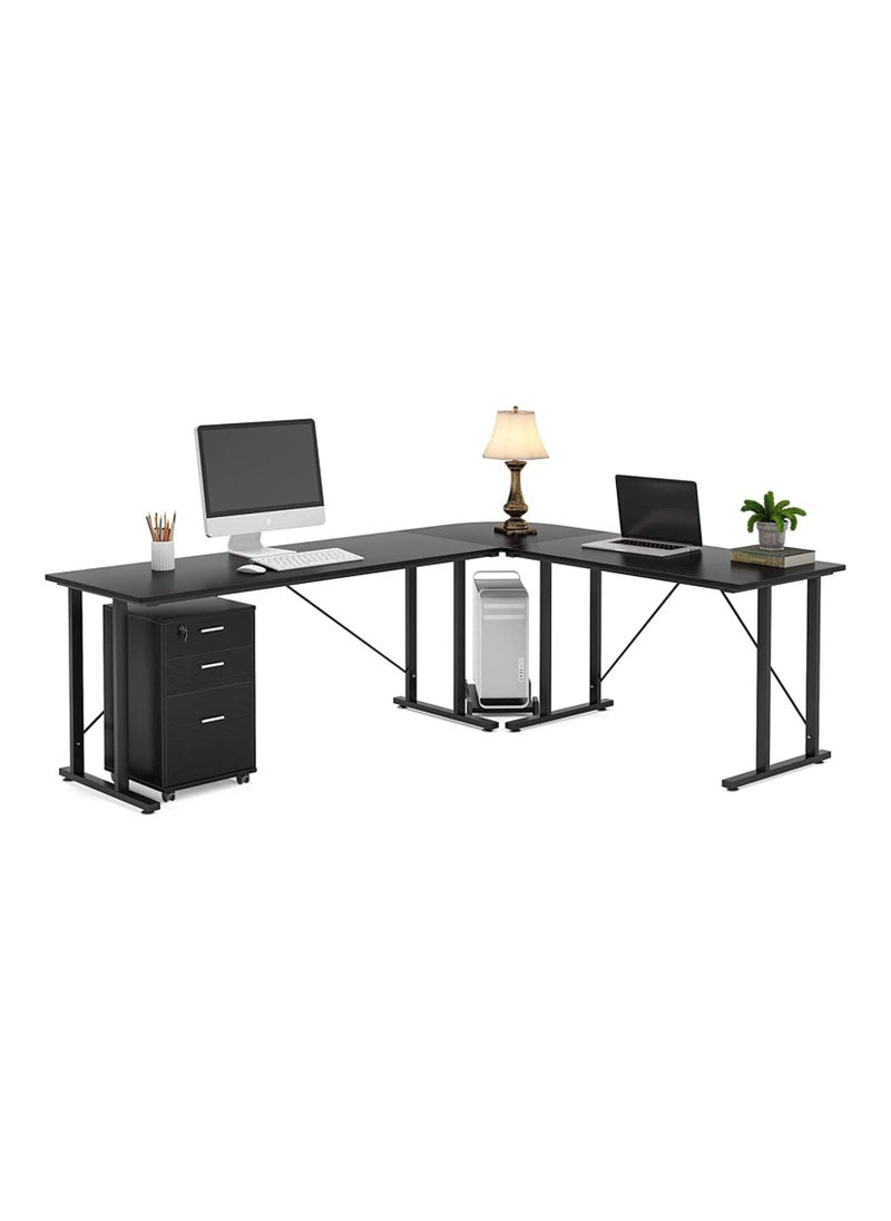 Royal Polar - Large L Shaped Computer Desk with Shelves, Corner Desk, Home Office Writing Workstation with Storage - Image 1