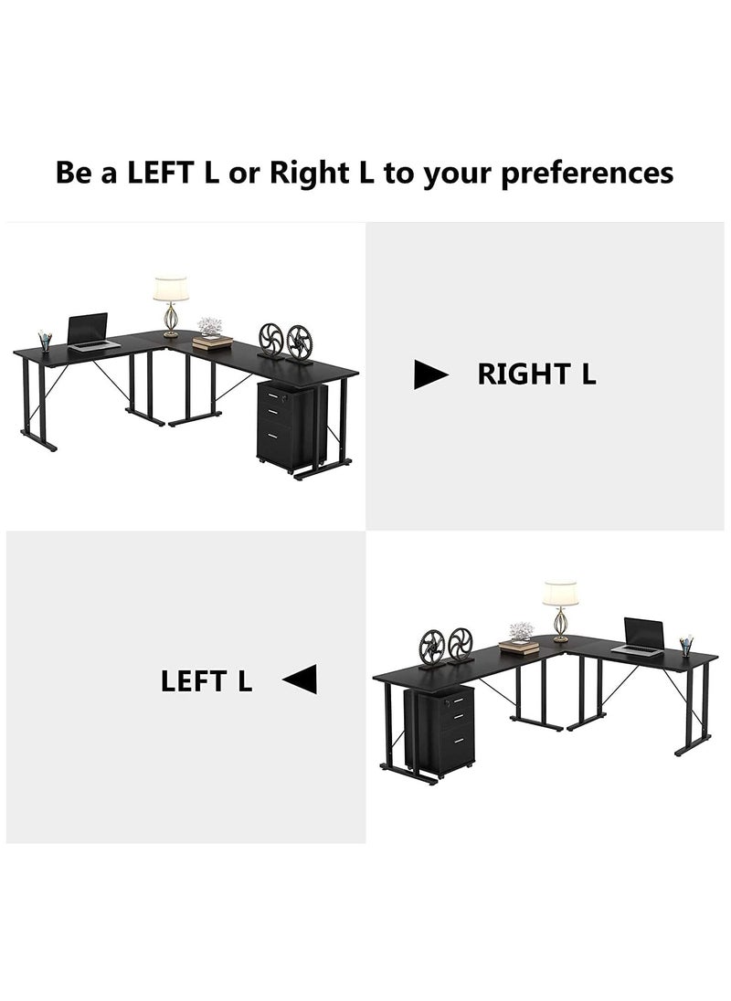 Royal Polar - Large L Shaped Computer Desk with Shelves, Corner Desk, Home Office Writing Workstation with Storage - Image 1