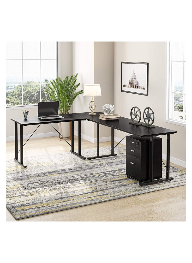 Royal Polar - Large L Shaped Computer Desk with Shelves, Corner Desk, Home Office Writing Workstation with Storage - Image 1