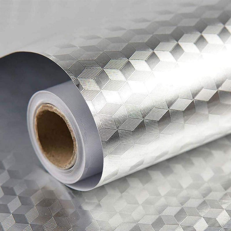 LAVNIK 2 Meter Kitchen OilProof Aluminum Foil Sticker Wall Desk Floor Waterproof DIY Home Furniture Decorate Foil Style Wallpaper SelfAdhesive Kitchen Wall Stickers AntiMold and Heat Resistant - Image 1