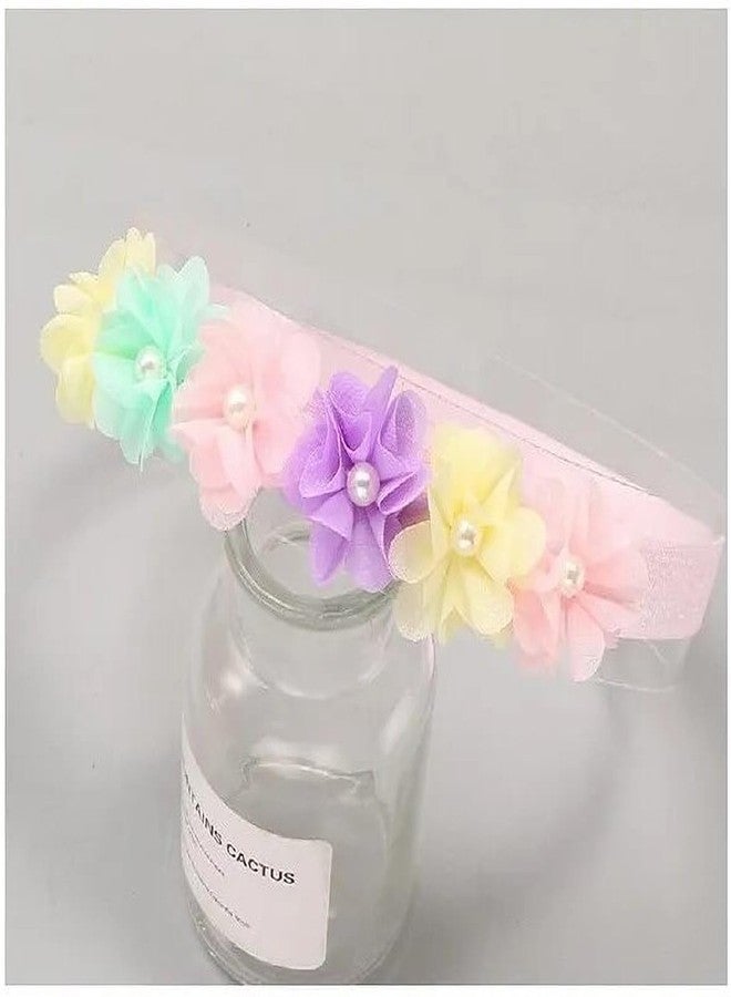 EvoNest Pastel Flower Headband, Soft Elastic Hair Band with Crystal Embellishments Hair Accessories for Baby Girls (12 Months) Multi Colour - Image 4