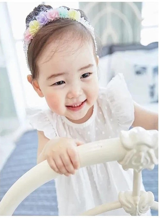 EvoNest Pastel Flower Headband, Soft Elastic Hair Band with Crystal Embellishments Hair Accessories for Baby Girls (12 Months) Multi Colour - Image 2