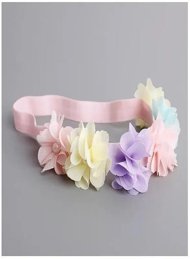 EvoNest Pastel Flower Headband, Soft Elastic Hair Band with Crystal Embellishments Hair Accessories for Baby Girls (12 Months) Multi Colour - Image 5