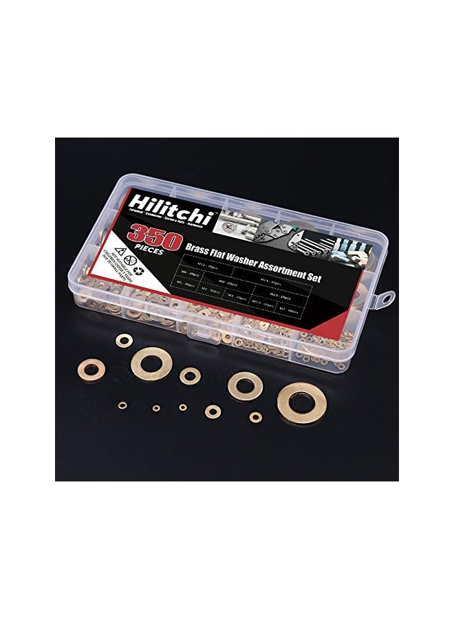 Hilitchi 350-Pcs [10 - Size] Brass Flat Washer Assortment Set - M2 M2.5 M3 M4 M5 M6 M8 M10 M12 M14 - Image 4