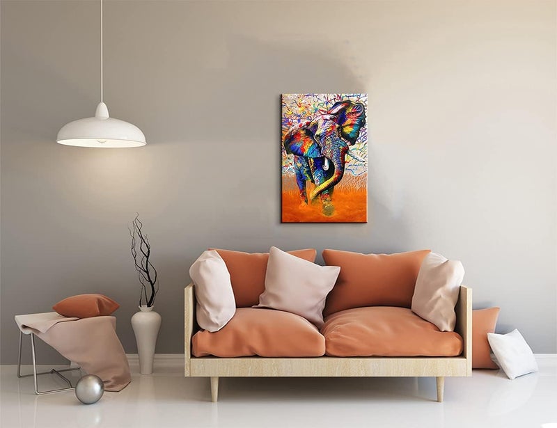 Mistyefly Graffiti Art Wall Street Canvas Elephant Decor Colorful Animal for Bedroom Living Room (12''Wx18''H) - Image 4