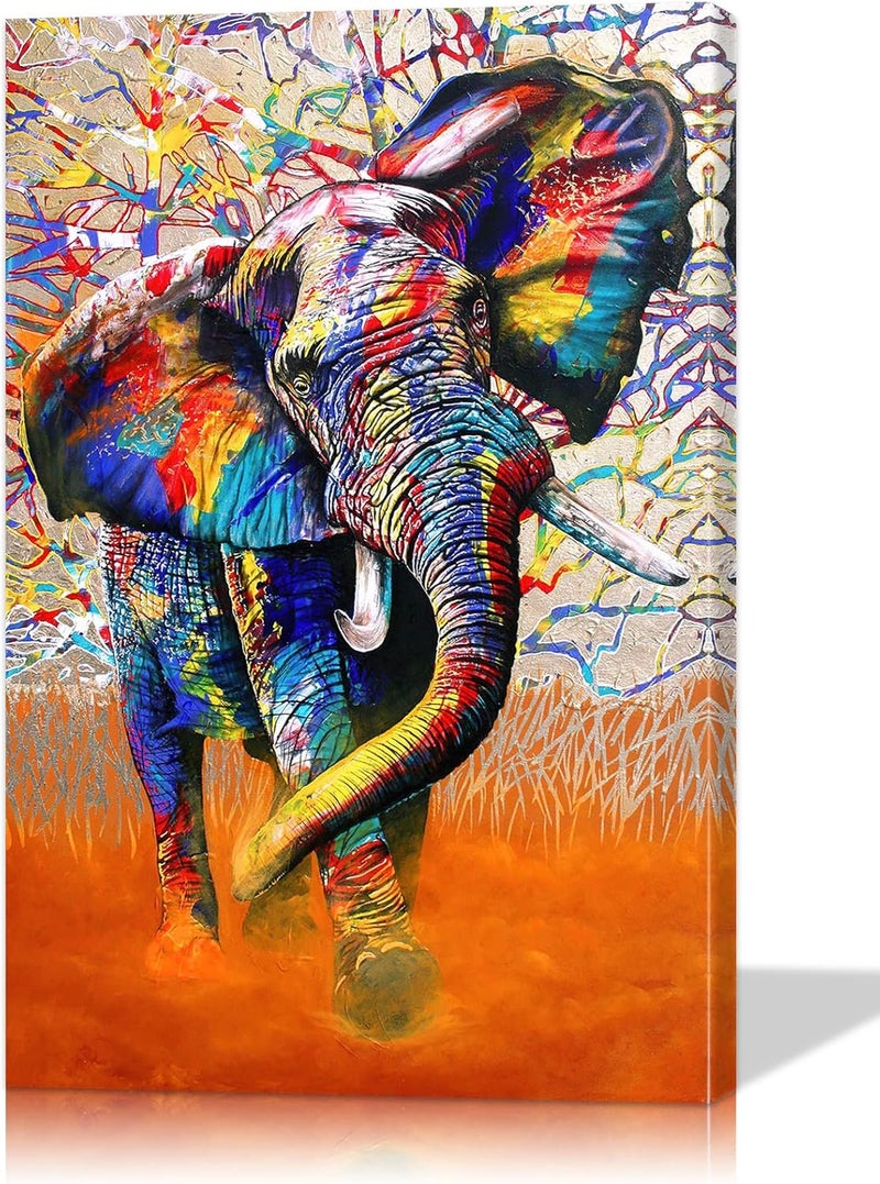 Mistyefly Graffiti Art Wall Street Canvas Elephant Decor Colorful Animal for Bedroom Living Room (12''Wx18''H) - Image 1