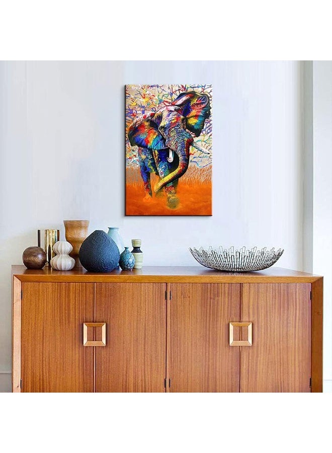 Mistyefly Graffiti Art Wall Street Canvas Elephant Decor Colorful Animal for Bedroom Living Room (12''Wx18''H) - Image 5
