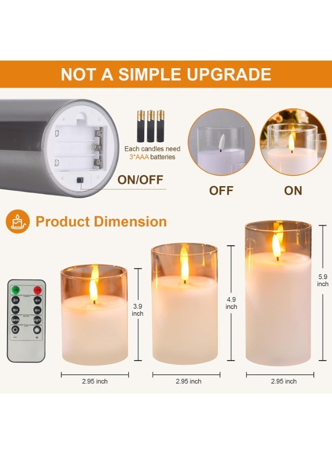 Toriseek Flameless LED Candles with Timer, Remote Control, Flickering LED Pillar Candle Battery Powered, Pack of 3 for Festival Wedding Cafe Home Party Decor - Image 3