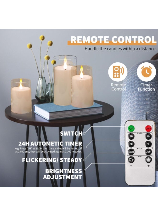 Toriseek Flameless LED Candles with Timer, Remote Control, Flickering LED Pillar Candle Battery Powered, Pack of 3 for Festival Wedding Cafe Home Party Decor - Image 5