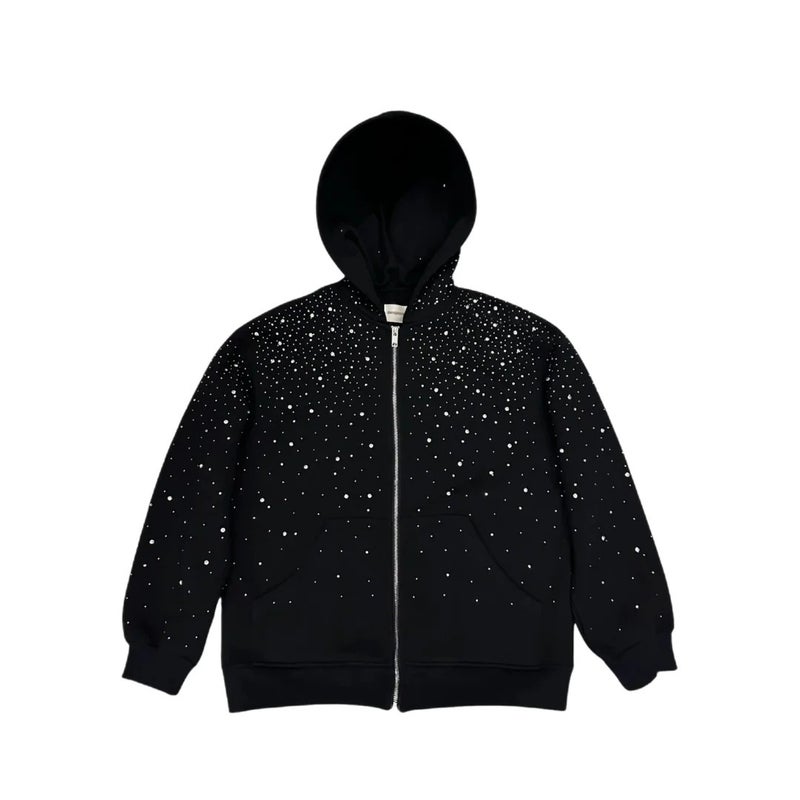Rhinestone Star Zip-Up Hoodie, Street Style, Wholesale - Image 2