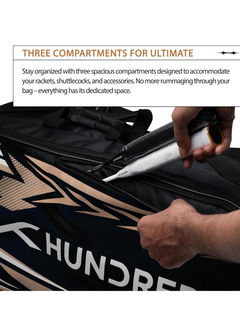 HUNDRED Urban Pod Badminton Kit-Bag  | Unisex | Material: Polyester | 3 Spacious Compartments | Double Zipper Closure - Image 4