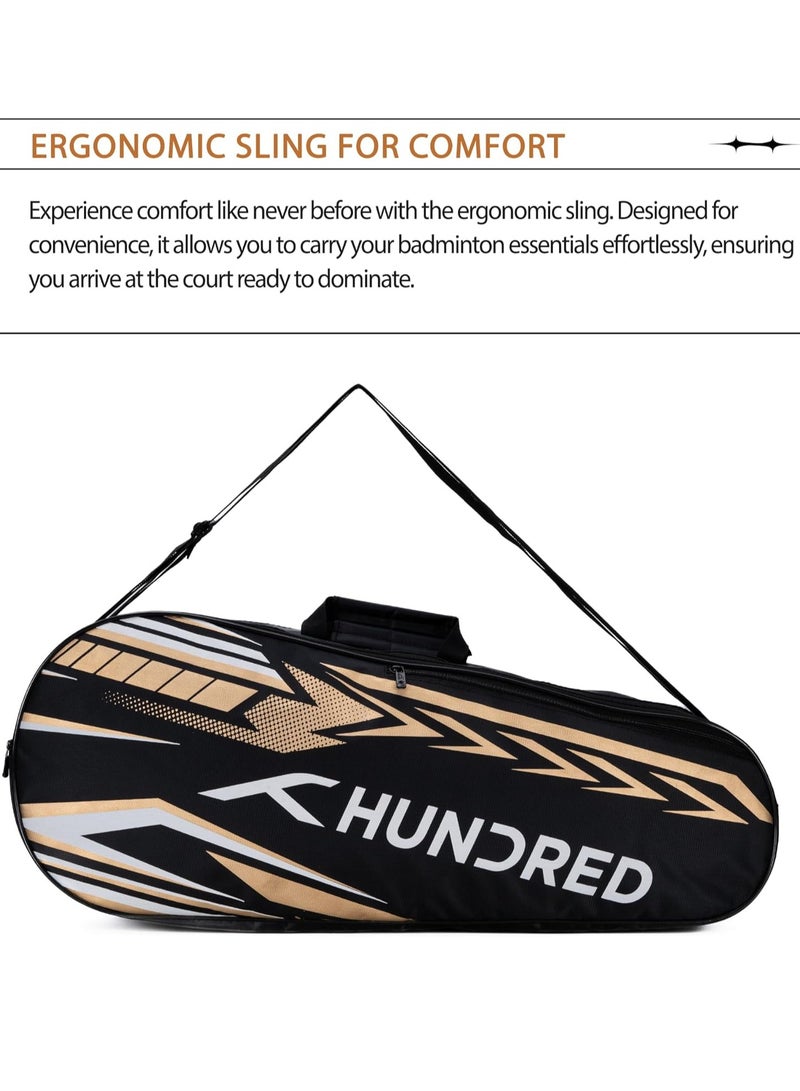 HUNDRED Urban Pod Badminton Kit-Bag  | Unisex | Material: Polyester | 3 Spacious Compartments | Double Zipper Closure - Image 5