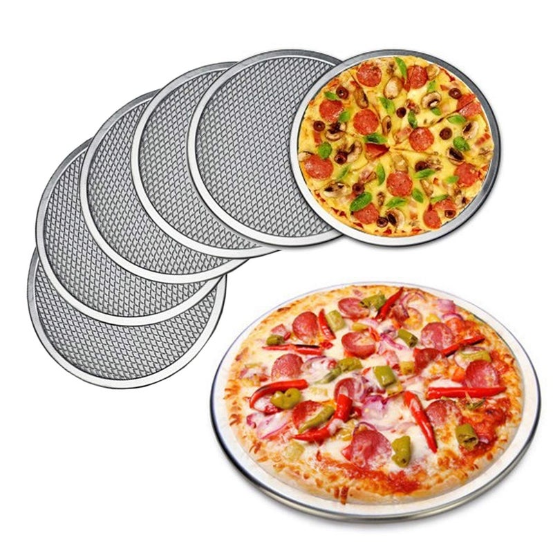 Honimered 6 Packs Aluminum Alloy Pizza Pan With Holes 10 Inch Commercial Grade Baking Screen for Oven Round Crisper Tray for Home Restaurant Seamless 10Inch Pack of 6