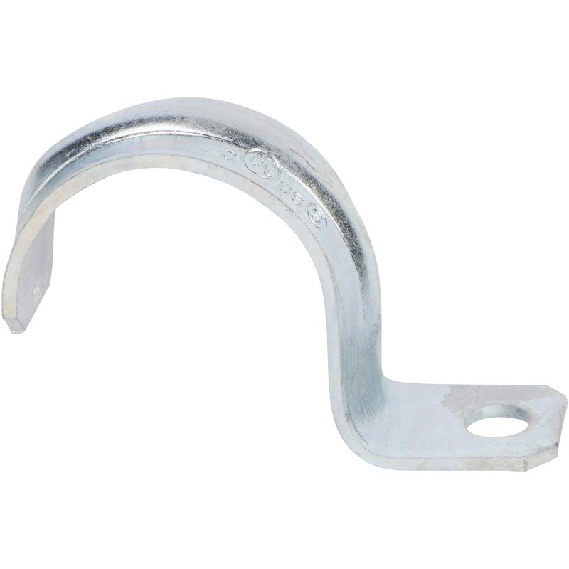 Morris Products EMT Pipe Strap – 1 Hole – 1 Inch - Secures EMT Conduit - Zinc-Plated Steel - Reinforced Rib, Hole – Snap-On Installation – 100 Pieces - Image 1