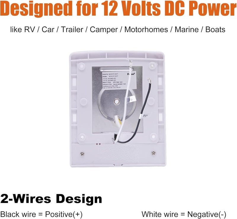 FACON LED 12V RV Interior Lights with Touch Dimmable Switch, Single Dome Light 6W 500LM, 3Colors: 3000K/3500K/4000K, 12Volts LED Ceiling Light for RV, Camper, Caravan, Trailer, 5th Wheel, Boat - Image 5