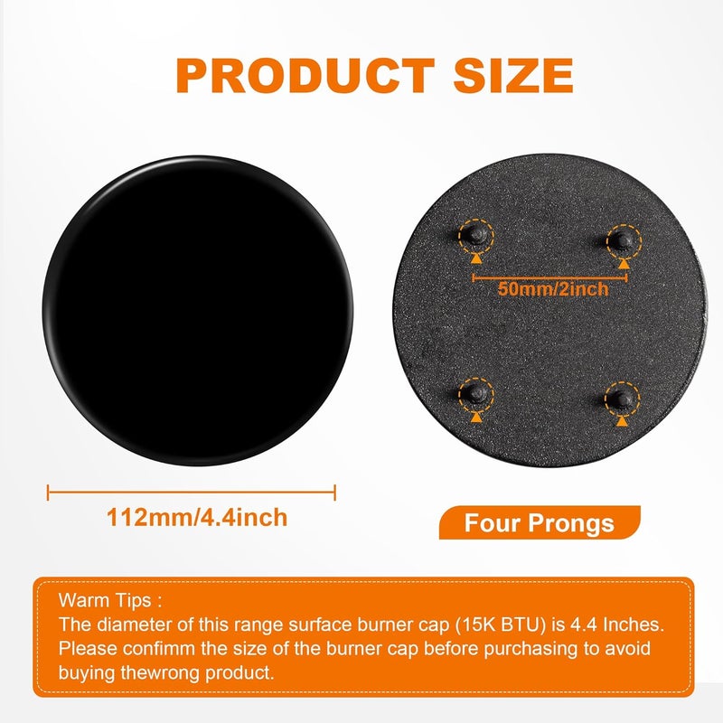 senkap New Upgraded WB28K10222 WB29K10222 Range Surface Large Burner Cap Replacement for GE Gas Range/Stove/Oven/Cooktop,Burner Caps for Gas Stove,4.4 Inch Diameter (1PCS) - Image 3