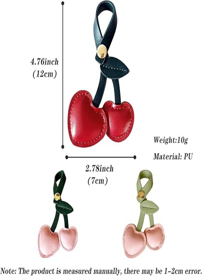 Osowake Cherry Bag Charm, Cute Cherry Charm for Purse Handbags Bag Accessories PU Cherry Key Charms - Image 2