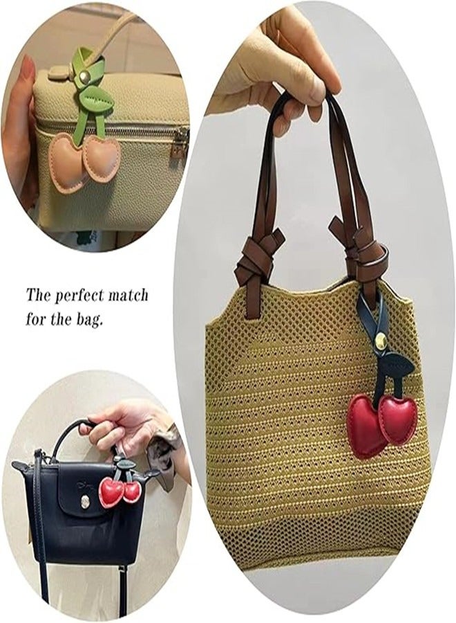 Osowake Cherry Bag Charm, Cute Cherry Charm for Purse Handbags Bag Accessories PU Cherry Key Charms - Image 4