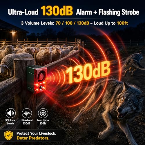 ChunHee Solar Outdoor Motion Sensor Alarm with Dog Barking Gunshot Sound Support Recording and Adjustable Volume 130db Loud Noise Maker 3 Work Modes Strobe Light for Home Villa Farm Barn 3pack - Image 3