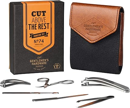 GENTLEMEN'S HARDWARE Gentlemens Hardware 6Piece Stainless Steel Manicure Set in Canvas Case Cut Above The Rest - Image 1