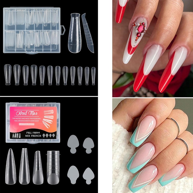 Clear Full Cover Duals Nail Form French Tip Stickers UV Gel Art Mold Artificial Tips for Extension Sticker Gel Stickers for Acrylic Nails Sticker Dispenser - Image 2