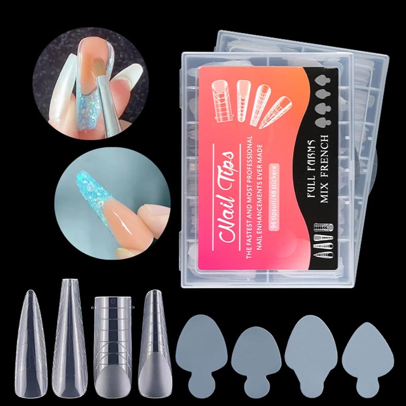 Clear Full Cover Duals Nail Form French Tip Stickers UV Gel Art Mold Artificial Tips for Extension Sticker Gel Stickers for Acrylic Nails Sticker Dispenser - Image 3