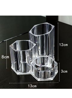 Y&D Makeup Brush Holder Organizer, Holder, 3 Slot Acrylic Cosmetics Brushes Storage Solution, Solution- Office, Bathroom, Kitchen Supplies and More Clear  - Image 3