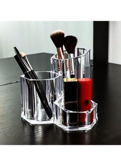 Y&D Makeup Brush Holder Organizer, Holder, 3 Slot Acrylic Cosmetics Brushes Storage Solution, Solution- Office, Bathroom, Kitchen Supplies and More Clear  - Image 2