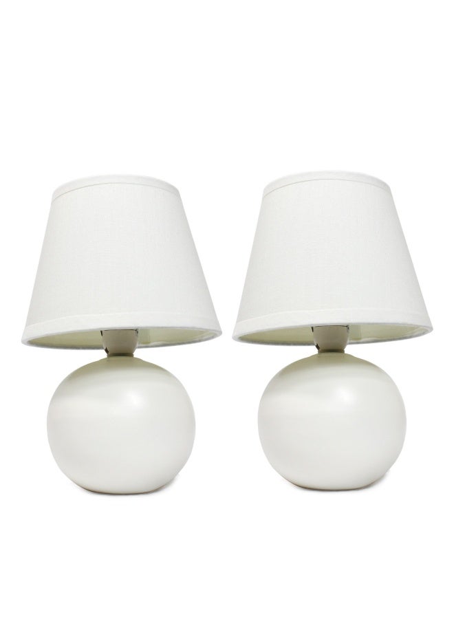 Simple Designs Simple Designs Lt2008 Off 2Pk Mini Ceramic Globe Table Lamp 2 Pack Set Off White  - Image 3