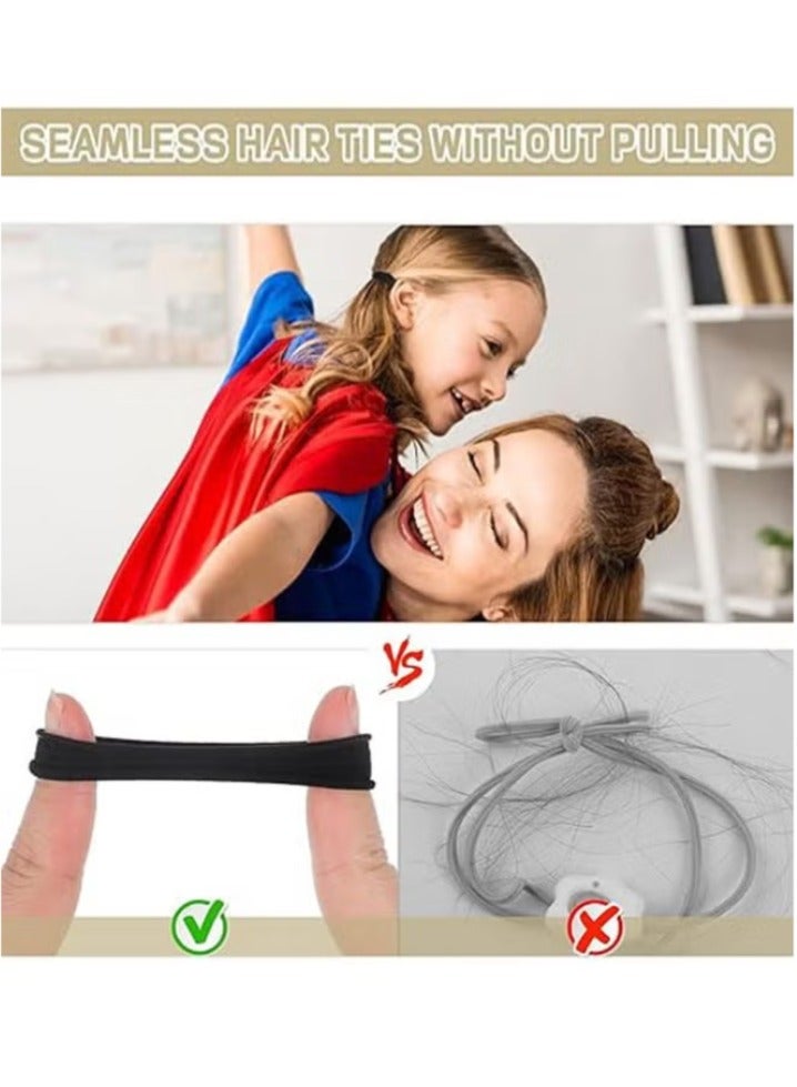100 Pcs Black Hair Ties, No Crease Elastic Seamless Hair Bands, Not Damage for Thick Hair, Ponytail Holders for Women Girls Kids Men, Headbands, Scrunchies, Hair Elastics - Image 4