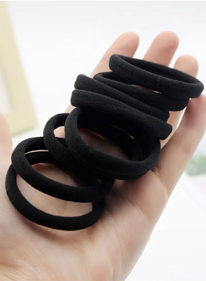 100 Pcs Black Hair Ties, No Crease Elastic Seamless Hair Bands, Not Damage for Thick Hair, Ponytail Holders for Women Girls Kids Men, Headbands, Scrunchies, Hair Elastics - Image 3