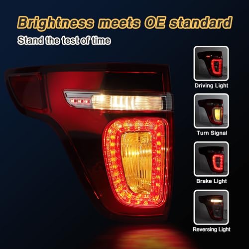 STRAUTOS Tail Lights Compatible with 2011 2012 2013 2014 2015 Ford Explorer Rear Brake Lamp Assembly With Wire Harness and Bulbs Replace BB5Z13405C BB5Z13405D (2011-2015 Ford Explorer, Left Driver Side) - Image 5