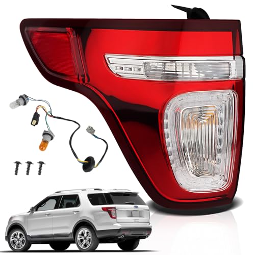 STRAUTOS Tail Lights Compatible with 2011 2012 2013 2014 2015 Ford Explorer Rear Brake Lamp Assembly With Wire Harness and Bulbs Replace BB5Z13405C BB5Z13405D (2011-2015 Ford Explorer, Left Driver Side) - Image 1