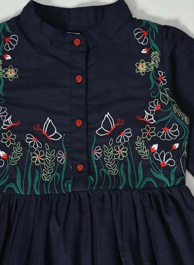 BELLA MODA Embroidered Longsleeve Dress