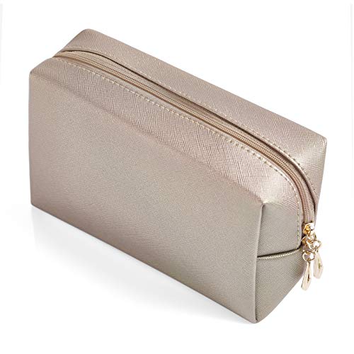 Sohynca PU Leather Cosmetic Bag for Women Minimalism Makeup Bag for Daily Use Portable Storage Purse Small Neat Cosmetic Pouch Water-resistant Toiletry Bag for Travel (Coffee) - Image 1