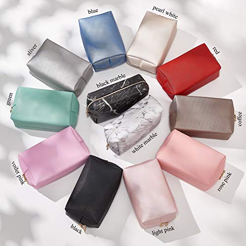 Sohynca PU Leather Cosmetic Bag for Women Minimalism Makeup Bag for Daily Use Portable Storage Purse Small Neat Cosmetic Pouch Water-resistant Toiletry Bag for Travel (Coffee) - Image 3