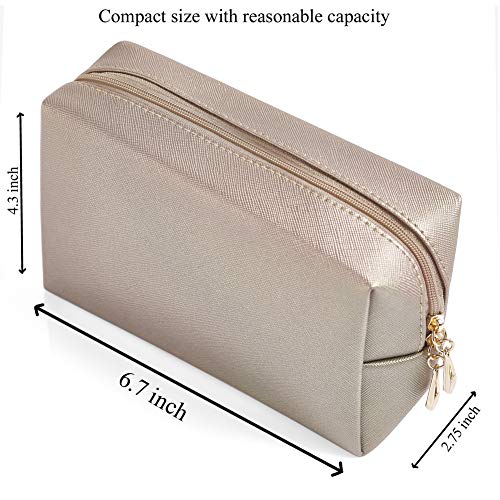 Sohynca PU Leather Cosmetic Bag for Women Minimalism Makeup Bag for Daily Use Portable Storage Purse Small Neat Cosmetic Pouch Water-resistant Toiletry Bag for Travel (Coffee) - Image 2