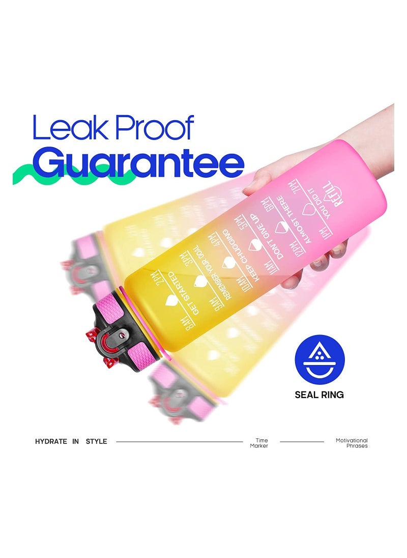 DIRECT 2 U - 32oz Leakproof BPA Free Drinking Water Bottle with Time Marker & Straw to Ensure You Drink Enough Water Throughout The Day for Fitness and Outdoor Enthusiasts - Image 1