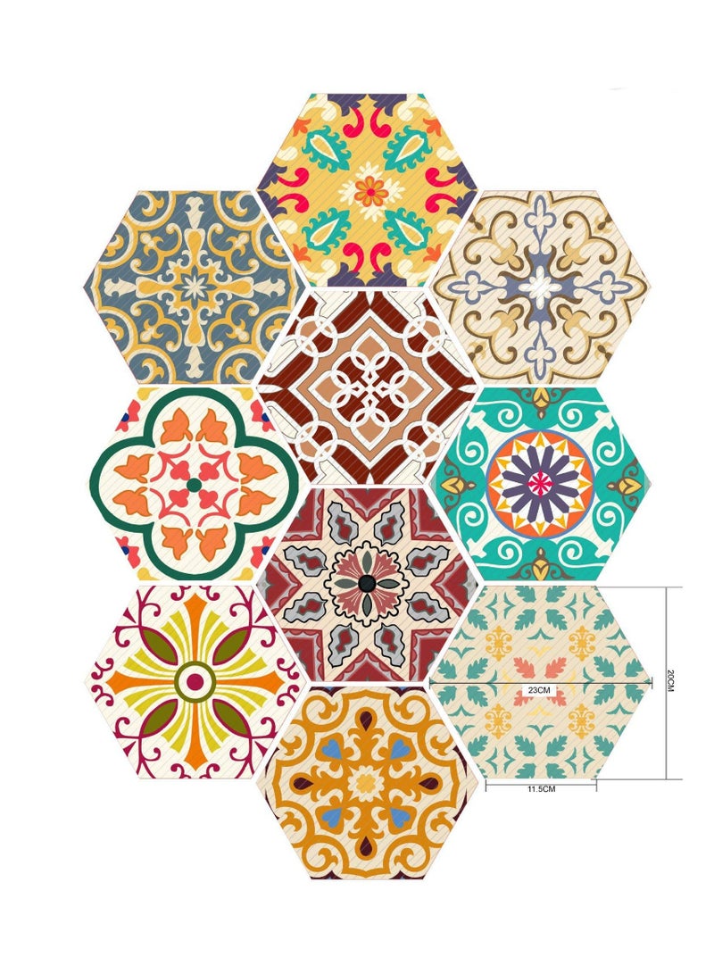 Captaintech Hexagon Non-Slip Floor Sticker, 10 Pcs Waterproof Anti-Skid Peel and Stick Tile Backsplash Stickers, Self-adhesive Floor Sticker DIY Art Decal Kitchen Bathroom Bedroom Home Wall Decoration - Image 2