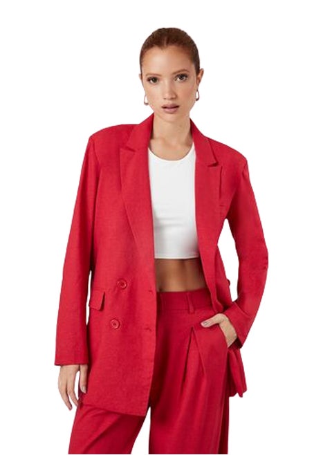 Double-Breasted Notched Blazer