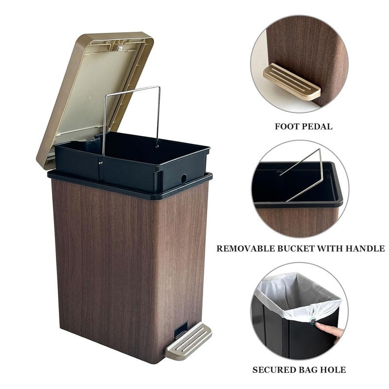 NALACAL 3.9 Gallon Trash Can with Foot Pedal - Hands-Free Step Trashcan for Home, Office, and Bathroom - Image 2