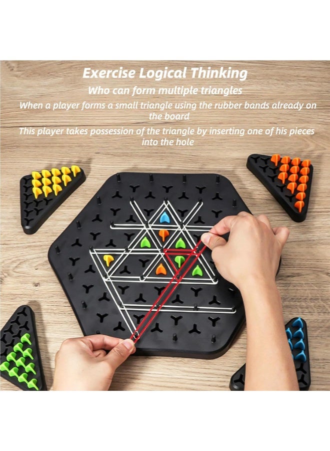 Relex Large Triangle Chess Board Game, Funny Triggle Game, Triggle Rubber Band Game, Chain Triggle Game, Interactive Peg Game, Strategy Board Game For Family Party, 2-4 Players Gift for Kids & Adults - Image 2