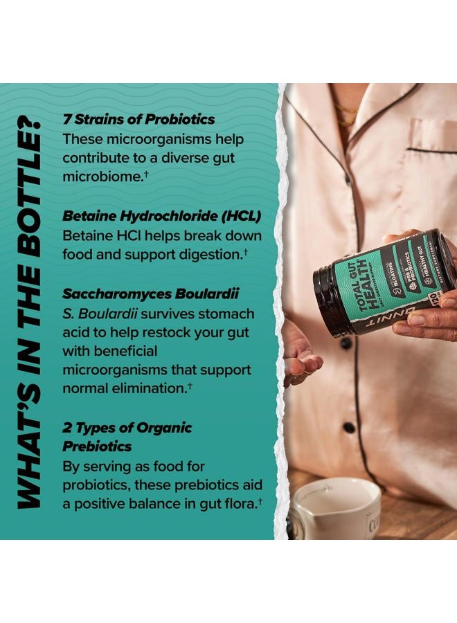 Onnit Total Gut Health Daily Digestive Support, Complete Digestion Supplement for Women and Men with 7 Strains of Probiotics, Prebiotics, Enzymes and Betaine HCL, 60 Count - Image 4