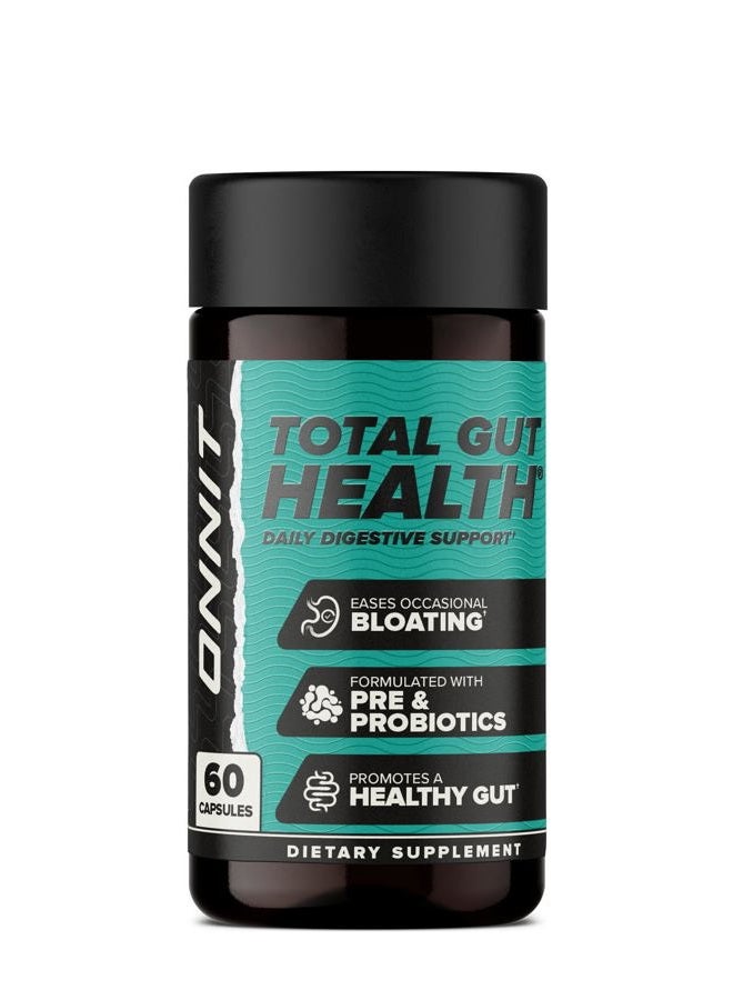 Onnit Total Gut Health Daily Digestive Support, Complete Digestion Supplement for Women and Men with 7 Strains of Probiotics, Prebiotics, Enzymes and Betaine HCL, 60 Count - Image 1
