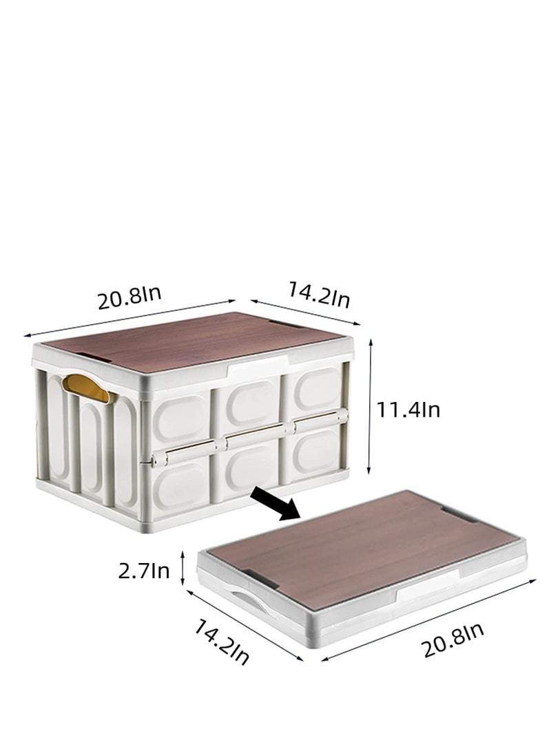 Cool Baby Folding Storage Bins with Wood Lid,Collapsible Closet Organizers and Storage Container,Multifunction Plastic Storage Box for Camping,College Dorm Room Essentials,Office,Outdoor,Indoor (56L) - Image 2