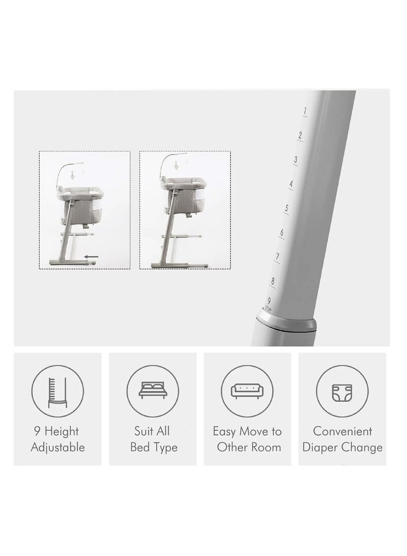 Bumble & Bird - Adjustable Bedside Bassinet W/ Wheels - Grey - Image 2