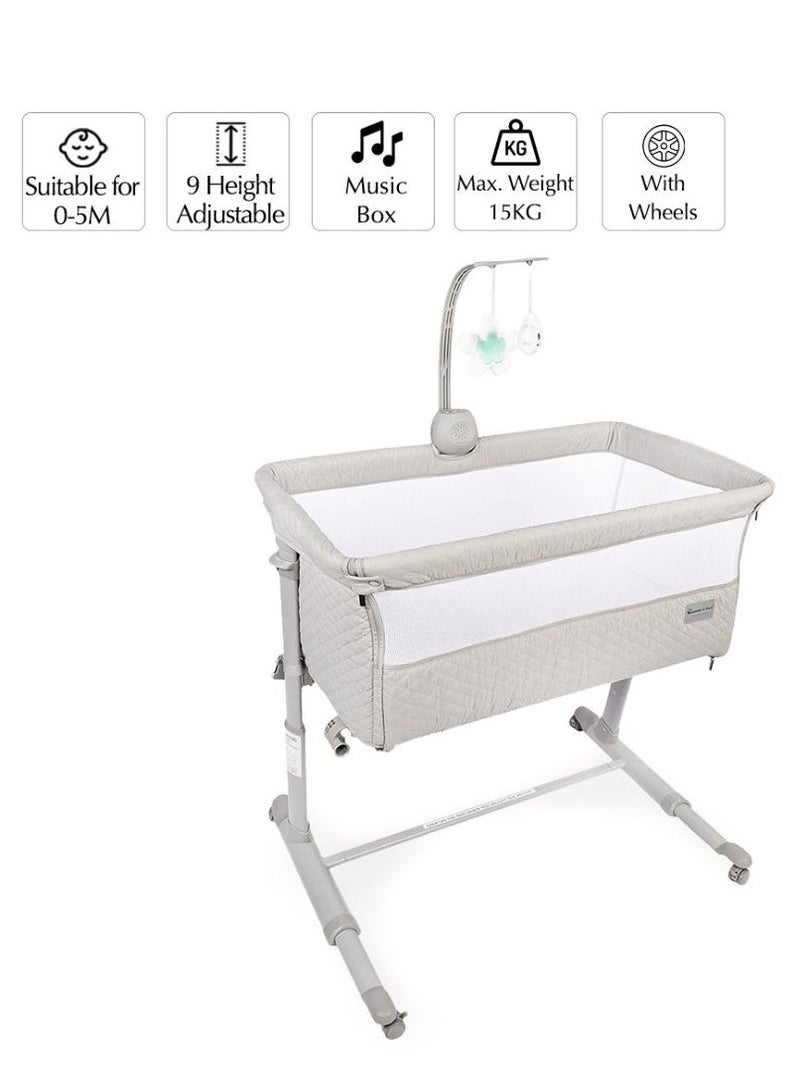 Bumble & Bird - Adjustable Bedside Bassinet W/ Wheels - Grey - Image 4