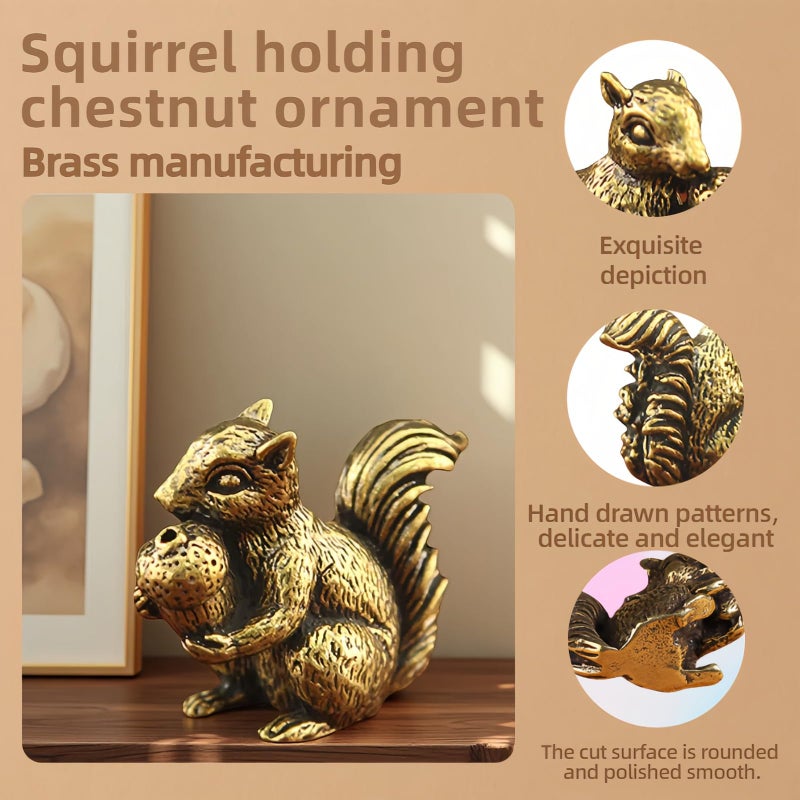 FANBODTA Vintage Bronze Squirrel Statue - Solid Copper Desk Decor, Paperweight, Tea Pet & Incense Holder, Hand-Polished Gift for Home Office (41mm) - Image 2