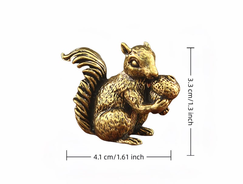 FANBODTA Vintage Bronze Squirrel Statue - Solid Copper Desk Decor, Paperweight, Tea Pet & Incense Holder, Hand-Polished Gift for Home Office (41mm) - Image 3