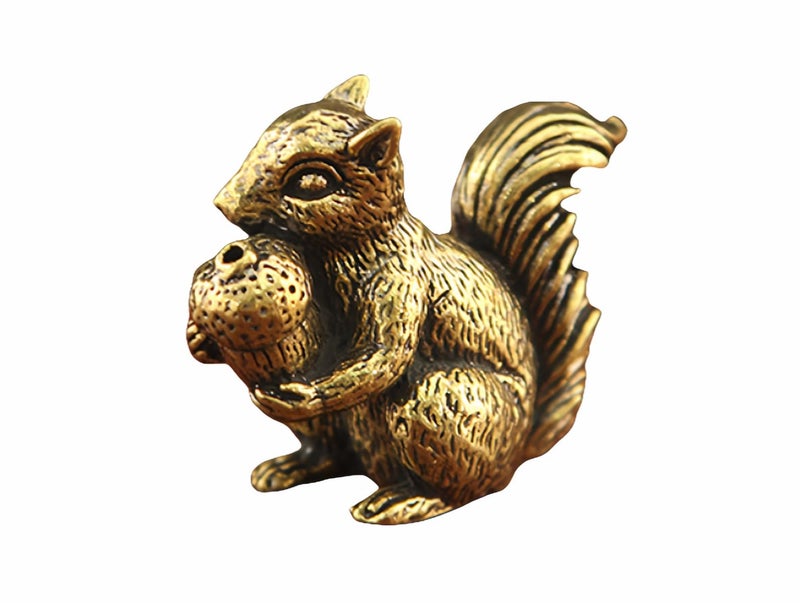 FANBODTA Vintage Bronze Squirrel Statue - Solid Copper Desk Decor, Paperweight, Tea Pet & Incense Holder, Hand-Polished Gift for Home Office (41mm) - Image 1